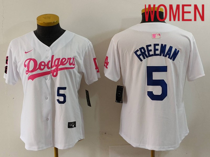 Women Los Angeles Dodgers #5 Freeman White joint name 2024 Nike MLB Jersey style 9124